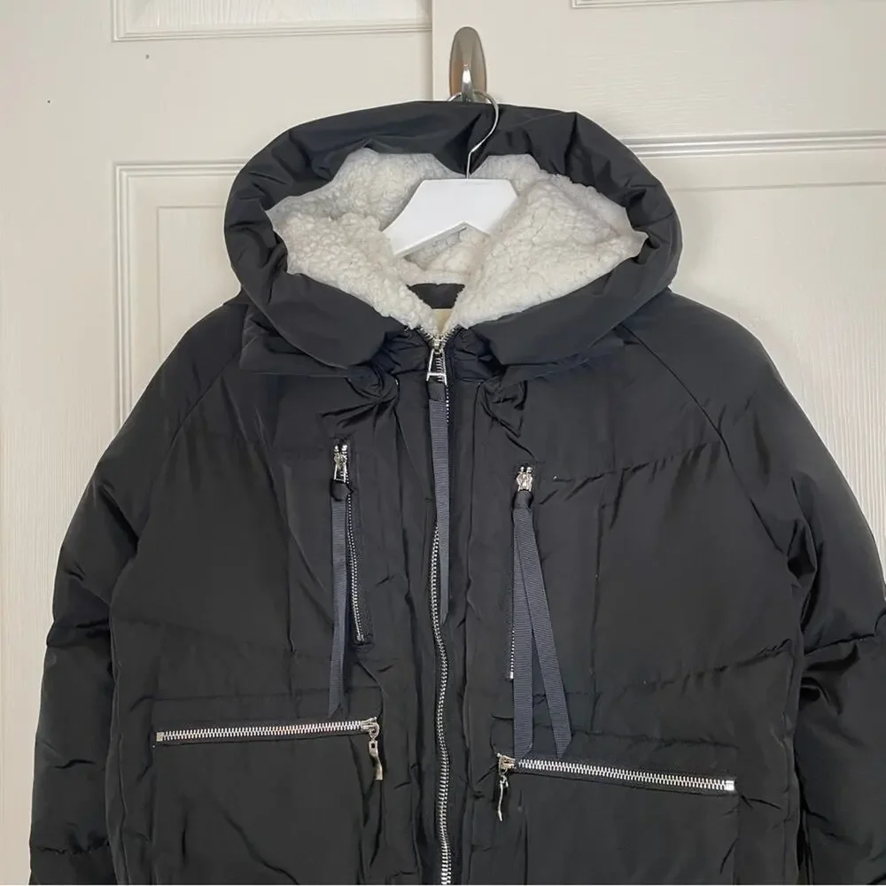 Orolay Thickened Down Black Parka Hooded Puffer Jacket Sz S